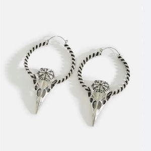 ⚡️Surgical Steel Silver Bird Skull Twisted Hoop Earrings/Ear Weights⚡️